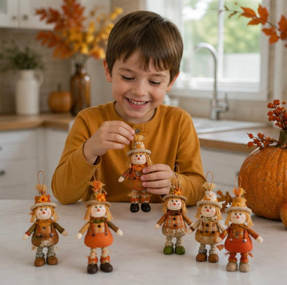 Harvest Goblin Scarecrow Ornament - Maple Leaf Straw Hat Thanksgiving Decoration for Autumn Displays and Festive Home Styling