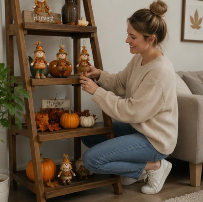 Harvest Goblin Scarecrow Ornament - Maple Leaf Straw Hat Thanksgiving Decoration for Autumn Displays and Festive Home Styling