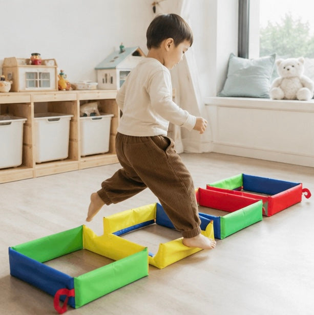Foldable Jumping Grid Game - Indoor Outdoor Coordination Training Toy for Children's Exercise and Early Learning Activities