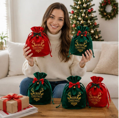 Christmas Apple Gift Bags Set - Festive Holiday Packaging Pouches for Party Favors and Seasonal Gift Giving