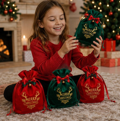 Christmas Apple Gift Bags Set - Festive Holiday Packaging Pouches for Party Favors and Seasonal Gift Giving