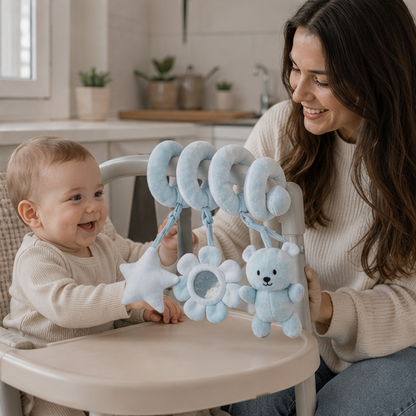 Baby Spiral Activity Toy-Stroller and Crib Hanging Rattle with Mirror for Sensory Development and Interactive Play
