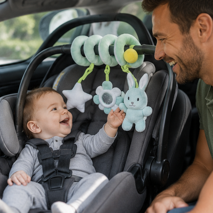 Baby Spiral Activity Toy-Stroller and Crib Hanging Rattle with Mirror for Sensory Development and Interactive Play