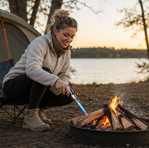 Butane Torch Lighter – Windproof High Temperature Flame Tool for Welding, Camping, BBQ and Outdoor Cooking