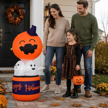 Halloween Inflatable Pumpkin Balloon - LED Devil Hot Air Decoration for Indoor Outdoor Yard and Party Displays