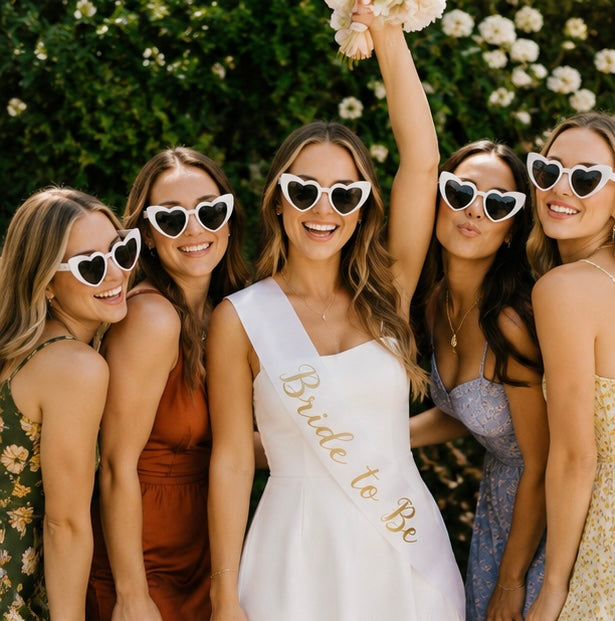 Wedding Heart Sunglasses Set - Trendy Bride and Bridesmaid Party Favors for Weddings, Hen Nights and Celebrations