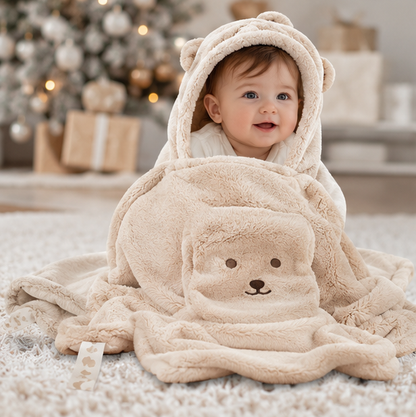 Cartoon Bear Baby Blanket – Plush Windproof Stroller Swaddle for Warm Travel Comfort and Newborn Care