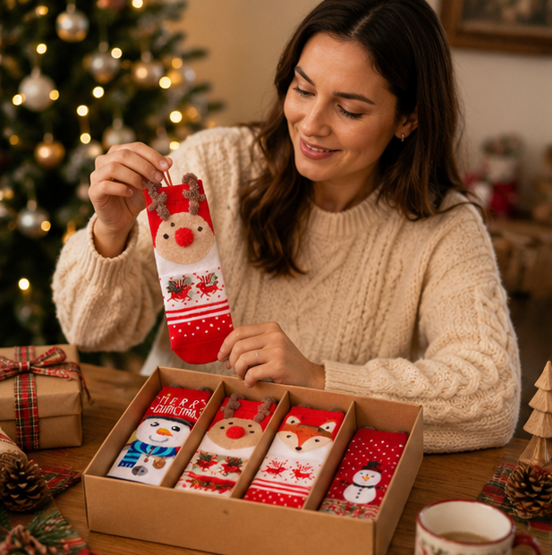 Cartoon Christmas Sock Ornaments – Festive Hanging Decorations for Christmas Trees, Gifts, Home Displays and Holiday Parties