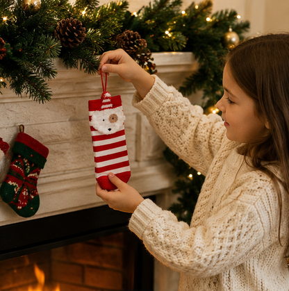 Cartoon Christmas Sock Ornaments – Festive Hanging Decorations for Christmas Trees, Gifts, Home Displays and Holiday Parties