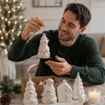 Ceramic Christmas House Ornament – Elegant White Hanging Tree Decoration for Christmas Trees, Wreaths, Holiday Displays and Seasonal Home Decor