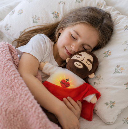 Breathing Jesus Plush Toy – Sacred Heart Comfort Plushie with Calming Breathing Modes for Kids, Easter and Christmas Gifts