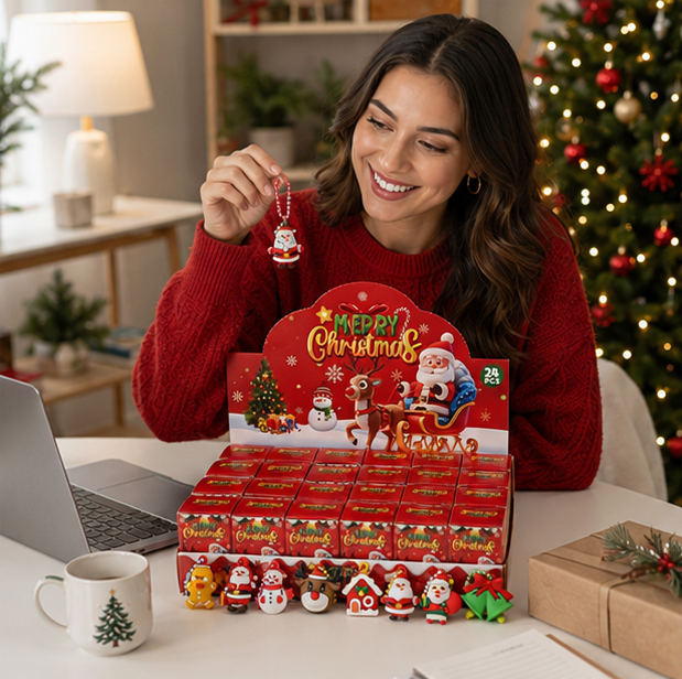 Christmas Party Keychain Gift Set – 24 Piece Holiday Surprise Key Ring Collection for Stocking Stuffers, Party Favors and Festive Gift Giving