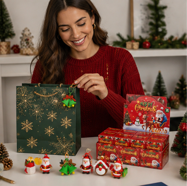 Christmas Party Keychain Gift Set – 24 Piece Holiday Surprise Key Ring Collection for Stocking Stuffers, Party Favors and Festive Gift Giving
