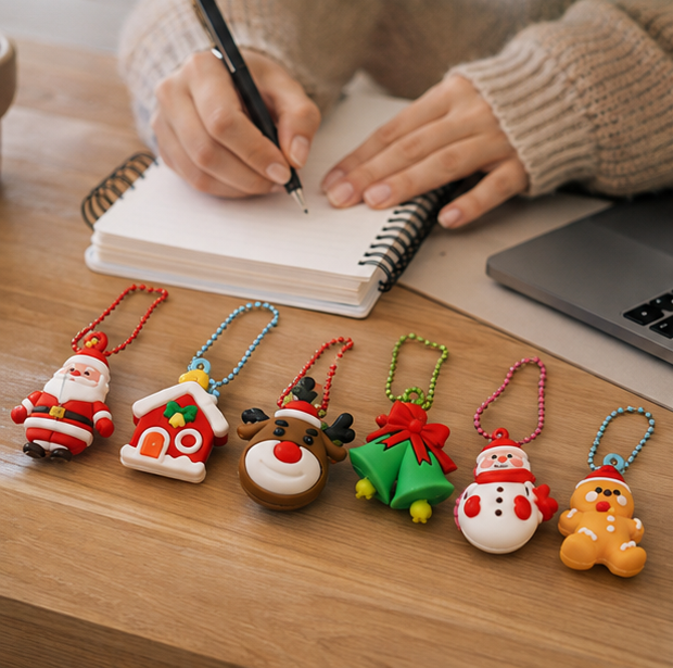 Christmas Party Keychain Gift Set – 24 Piece Holiday Surprise Key Ring Collection for Stocking Stuffers, Party Favors and Festive Gift Giving