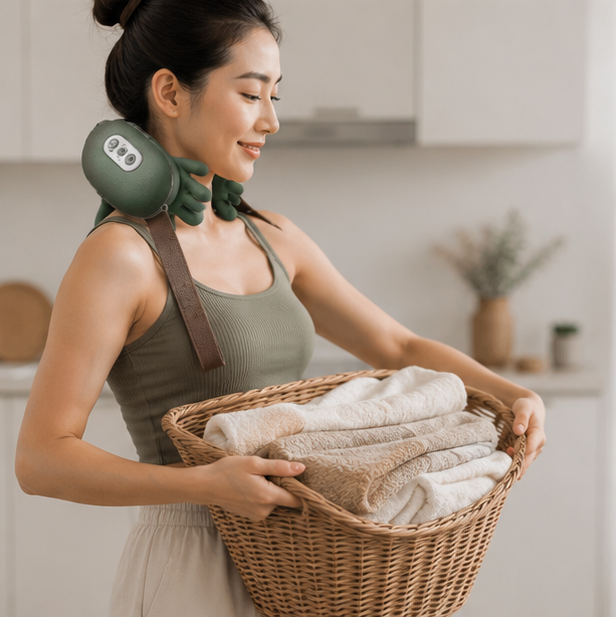 Wireless Neck Massager – 4D Real Hand Kneading Massage Device for Neck, Back Pain Relief and Muscle Relaxation