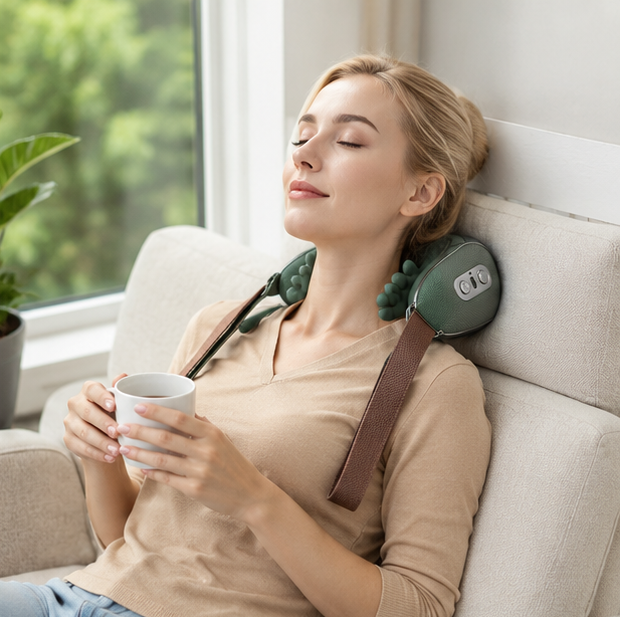 Wireless Neck Massager – 4D Real Hand Kneading Massage Device for Neck, Back Pain Relief and Muscle Relaxation