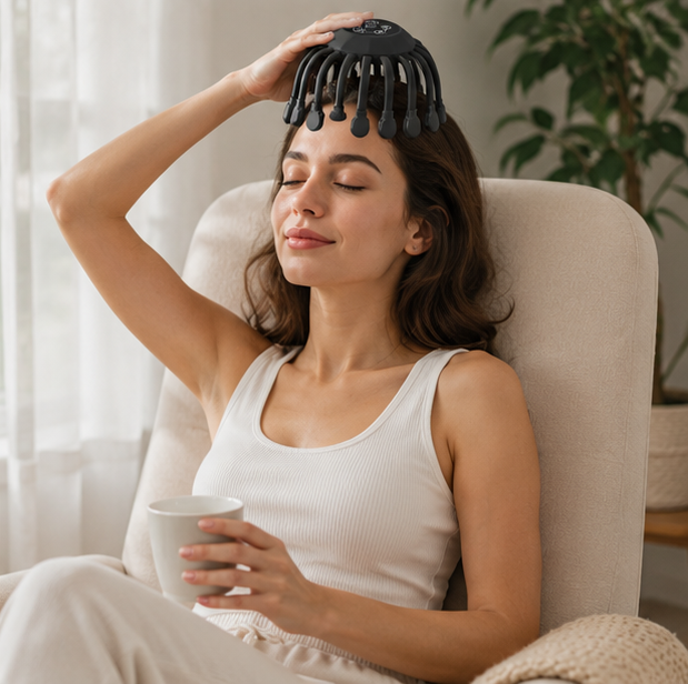 Electric Scalp Massager – 24 Head Octopus Vibration Massage Tool with Bluetooth Music for Relaxation and Stress Relief