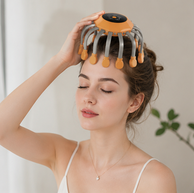 Electric Scalp Massager – 24 Head Octopus Vibration Massage Tool with Bluetooth Music for Relaxation and Stress Relief