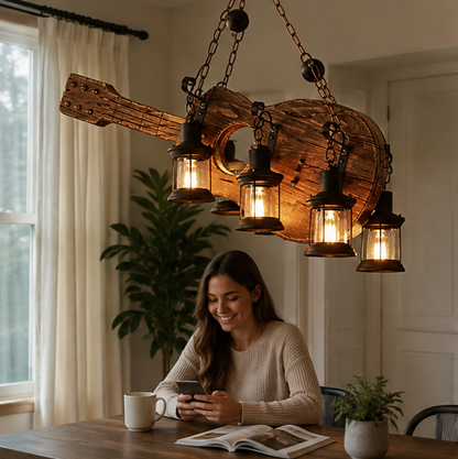 Vintage Wooden Pendant Lamp – Retro LED Hanging Chandelier for Farmhouse Kitchens, Bars, Restaurants and Loft Interior Lighting