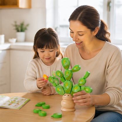 Montessori Cactus Letter Blocks - Wooden Educational Stacking Toy for Fine Motor Skills and Early Learning