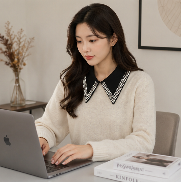 Removable Pearl Fake Collar - Elegant Detachable Shirt Collar Accessory for Fashion Layering and Style Enhancement