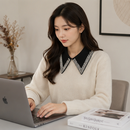 Removable Pearl Fake Collar - Elegant Detachable Shirt Collar Accessory for Fashion Layering and Style Enhancement