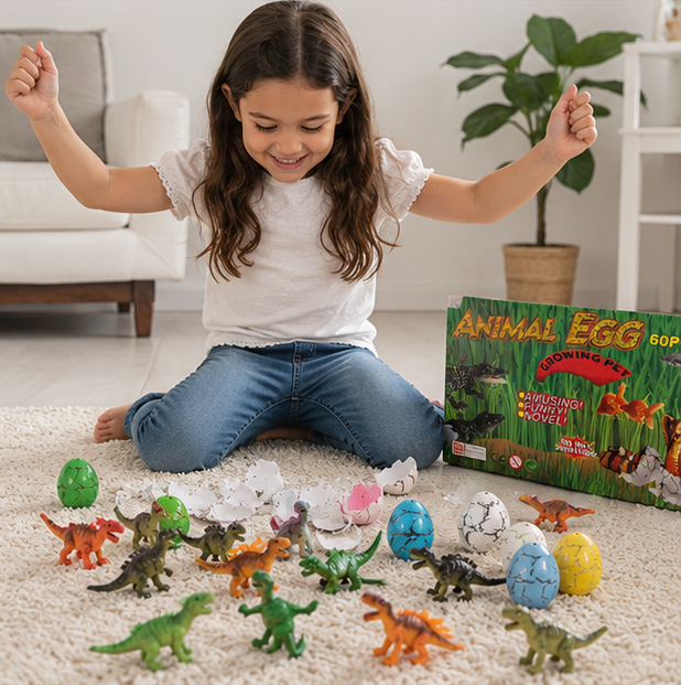 Magic Growing Dinosaur Eggs Set - Water Hatching Educational Surprise Toys for Kids with 60 Colorful Dinosaur Eggs