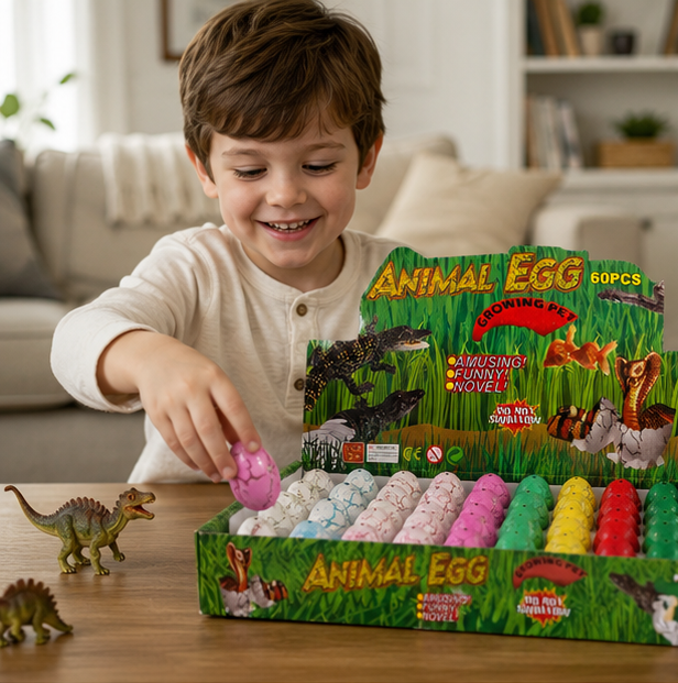 Magic Growing Dinosaur Eggs Set - Water Hatching Educational Surprise Toys for Kids with 60 Colorful Dinosaur Eggs