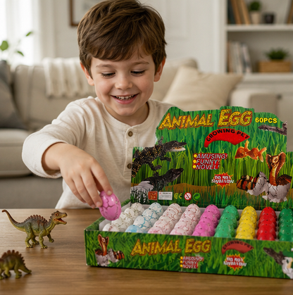 Magic Growing Dinosaur Eggs Set - Water Hatching Educational Surprise Toys for Kids with 60 Colorful Dinosaur Eggs