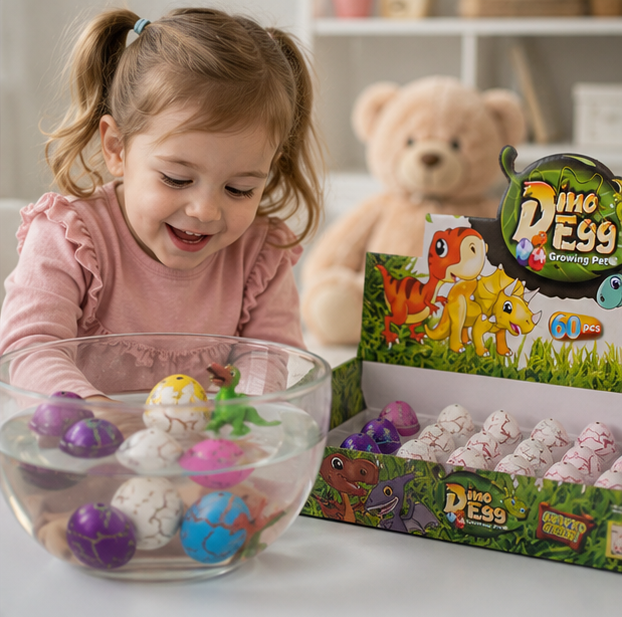 Magic Growing Dinosaur Eggs Set - Water Hatching Educational Surprise Toys for Kids with 60 Colorful Dinosaur Eggs