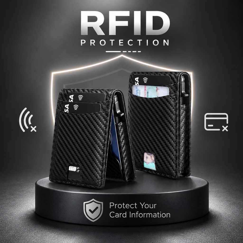 VaultGuard™ Leather RFID Pop-Up Wallet with Cash Pocket (Latest Version)