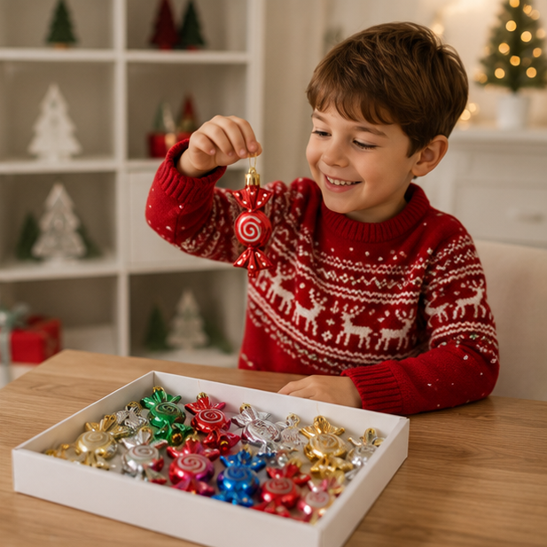 Christmas Candy Hanging Ornament Set – Colorful Holiday Tree Decorations for Christmas Trees, Wreaths, Gift Wrapping and Festive Party Displays