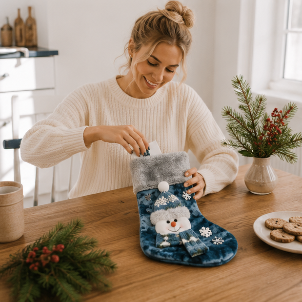 Christmas Character Gift Socks – Santa, Snowman and Reindeer Holiday Treat Bags for Christmas Parties, Gifts and Seasonal Decorations