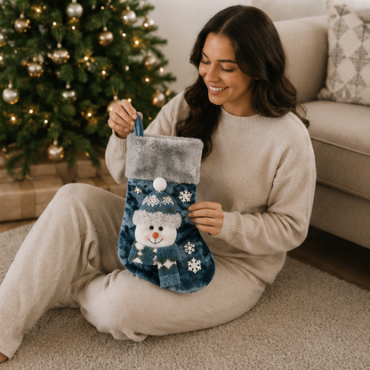Christmas Character Gift Socks – Santa, Snowman and Reindeer Holiday Treat Bags for Christmas Parties, Gifts and Seasonal Decorations