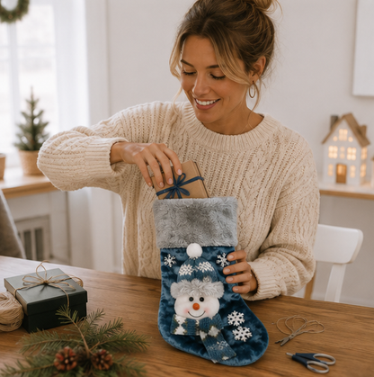 Christmas Character Gift Socks – Santa, Snowman and Reindeer Holiday Treat Bags for Christmas Parties, Gifts and Seasonal Decorations