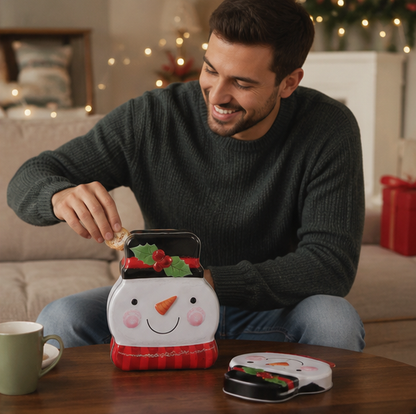 Christmas Gingerbread Candy Storage Box – Decorative Iron Treat Tin for Holiday Cookies, Sweets and Festive Home Decorations