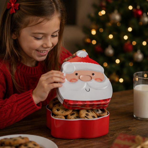 Christmas Gingerbread Candy Storage Box – Decorative Iron Treat Tin for Holiday Cookies, Sweets and Festive Home Decorations