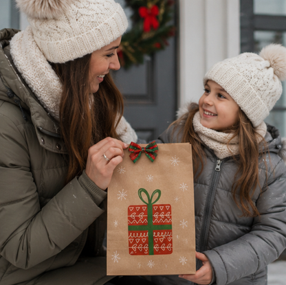 Christmas Kraft Gift Bags – Cookie and Biscuit Wrapping Paper Bags for Holiday Treats, Party Favors and Gift Packaging