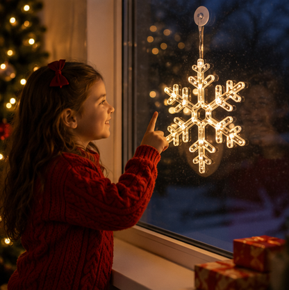 Christmas LED Window Hanging Lights – Battery Powered Santa and Snowflake Decorations for Festive Holiday Windows and Indoor Displays