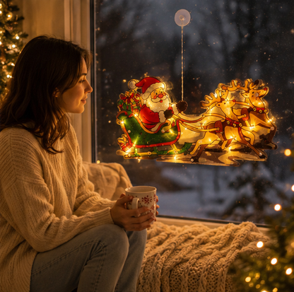 Christmas LED Window Lamp – Santa and Snowman Suction Light Decoration for Holiday Windows and New Year Displays