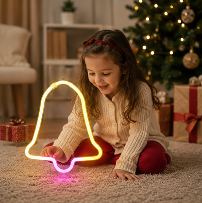 Christmas Neon Sign Light-Colorful LED Holiday Wall Decor with Socks Trees Snowflakes and Festive Party Ambience