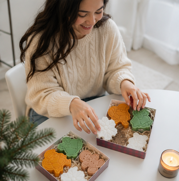 Christmas Scented Candle Gift Set – Soy Wax Holiday Aromatherapy Candles with Festive Designs