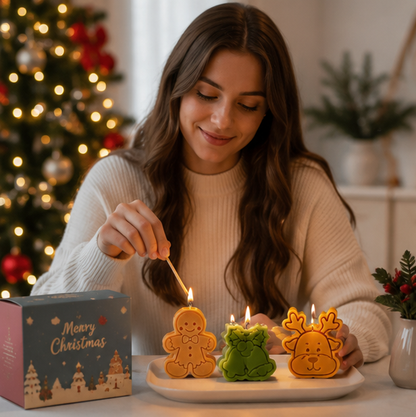 Christmas Scented Candle Gift Set – Soy Wax Holiday Aromatherapy Candles with Festive Designs