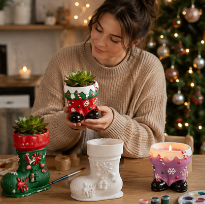 Christmas Silicone Epoxy Mold Set – DIY Candle Cup, Flower Pot and Resin Craft Mold for Holiday Handmade Decorations