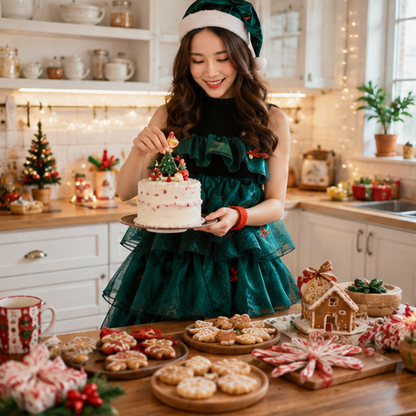 Christmas Tree Dress Costume – Cute Three Layer Holiday Outfit for Girls Christmas Photos and Parties
