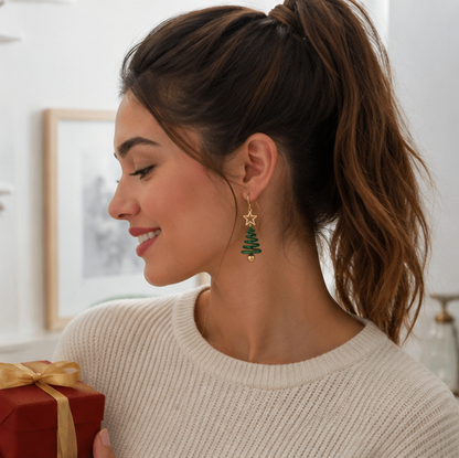 Christmas Tree Drop Earrings – Cute Snowman Holiday Dangle Jewelry for Women, Parties and Festive Gift Giving
