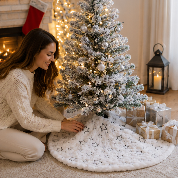 Christmas Tree Skirt – Premium 38/40cm Decorative Tree Base Carpet for Holiday Parties, Living Rooms and Festive Home Displays