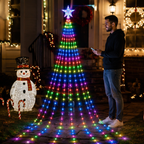 Christmas Waterfall Star Lights – USB Fairy String Lights with Eight Modes for Indoor Outdoor Holiday Decor