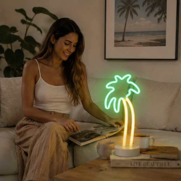 Coconut Neon Sign Lamp-Tropical LED Wall Light for Gaming Rooms Parties Camping and Modern Home Decor