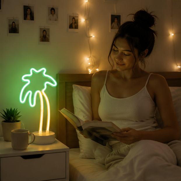 Coconut Neon Sign Lamp-Tropical LED Wall Light for Gaming Rooms Parties Camping and Modern Home Decor